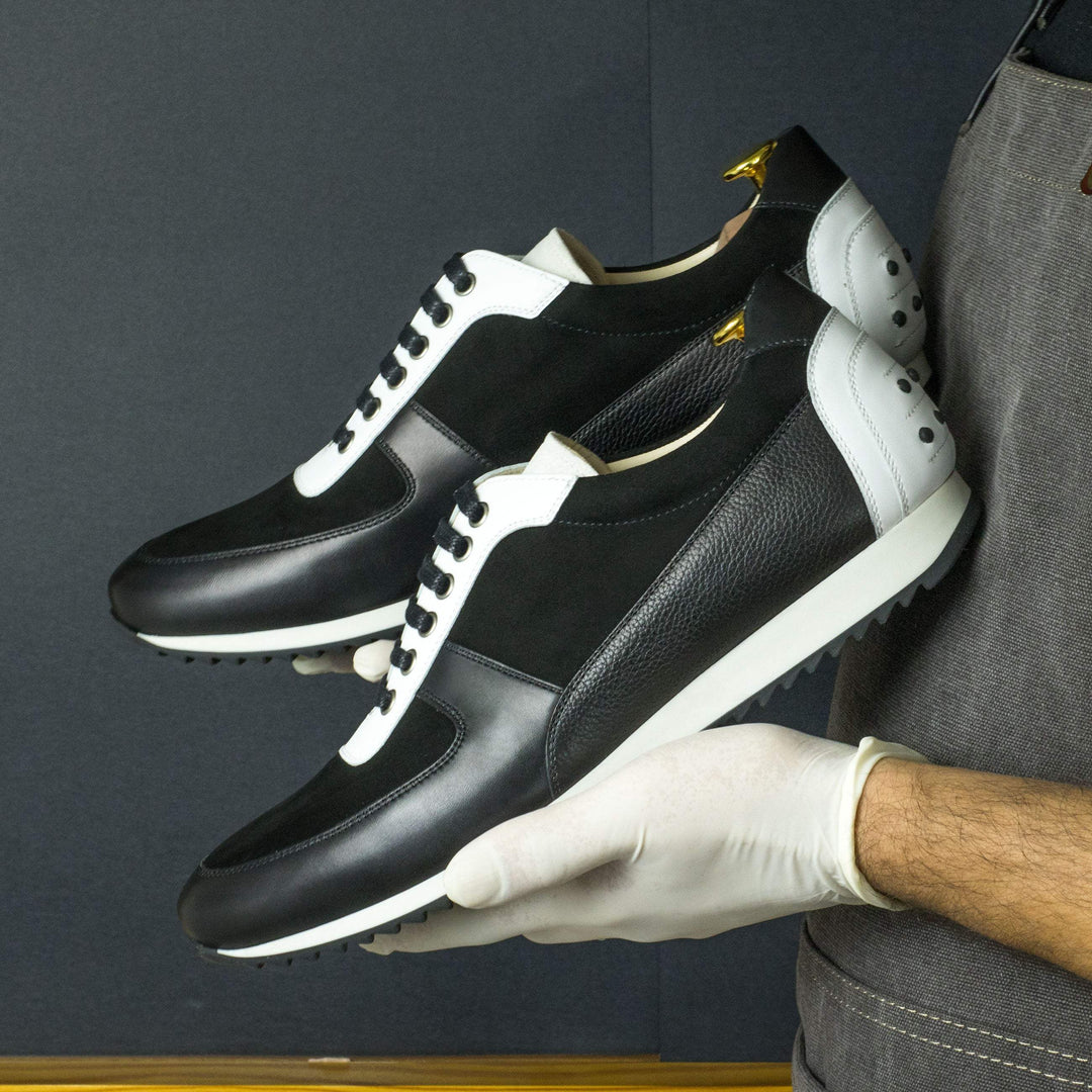 Men's Corsini Sneakers Leather White Black 4495 1- MERRIMIUM--GID-1410-4495