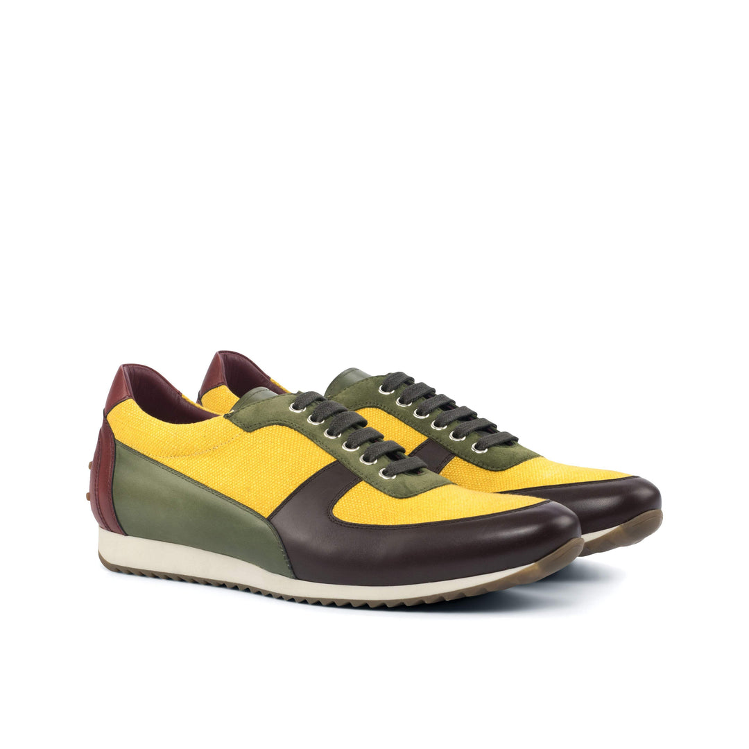 Men's Corsini Sneakers Leather Yellow Dark Brown 4503 3- MERRIMIUM
