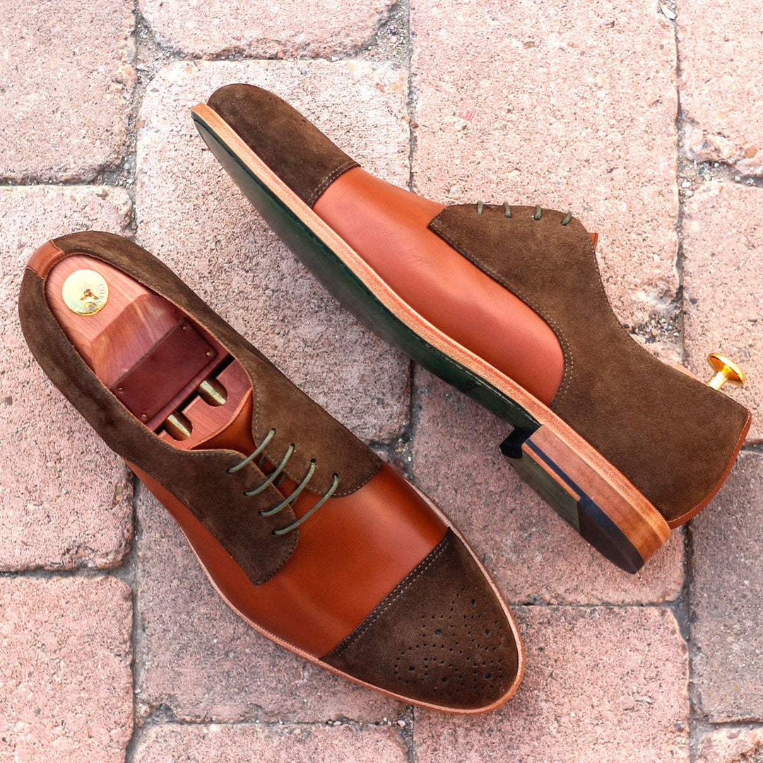 Men's Derby Shoes Leather Brown Green 1604 1- MERRIMIUM--GID-1368-1604