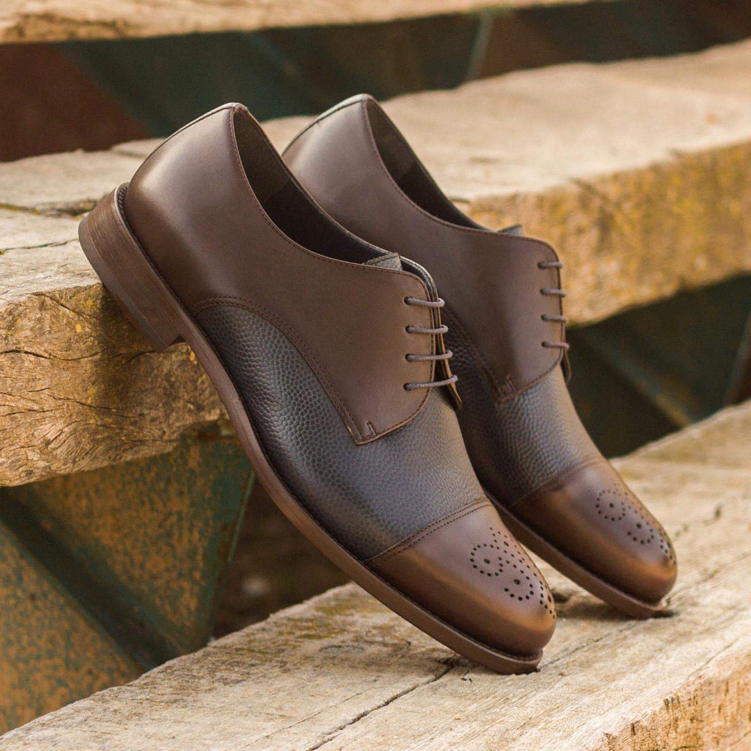 Men's Derby Shoes Leather Dark Brown Blue 3040 1- MERRIMIUM--GID-1368-3040