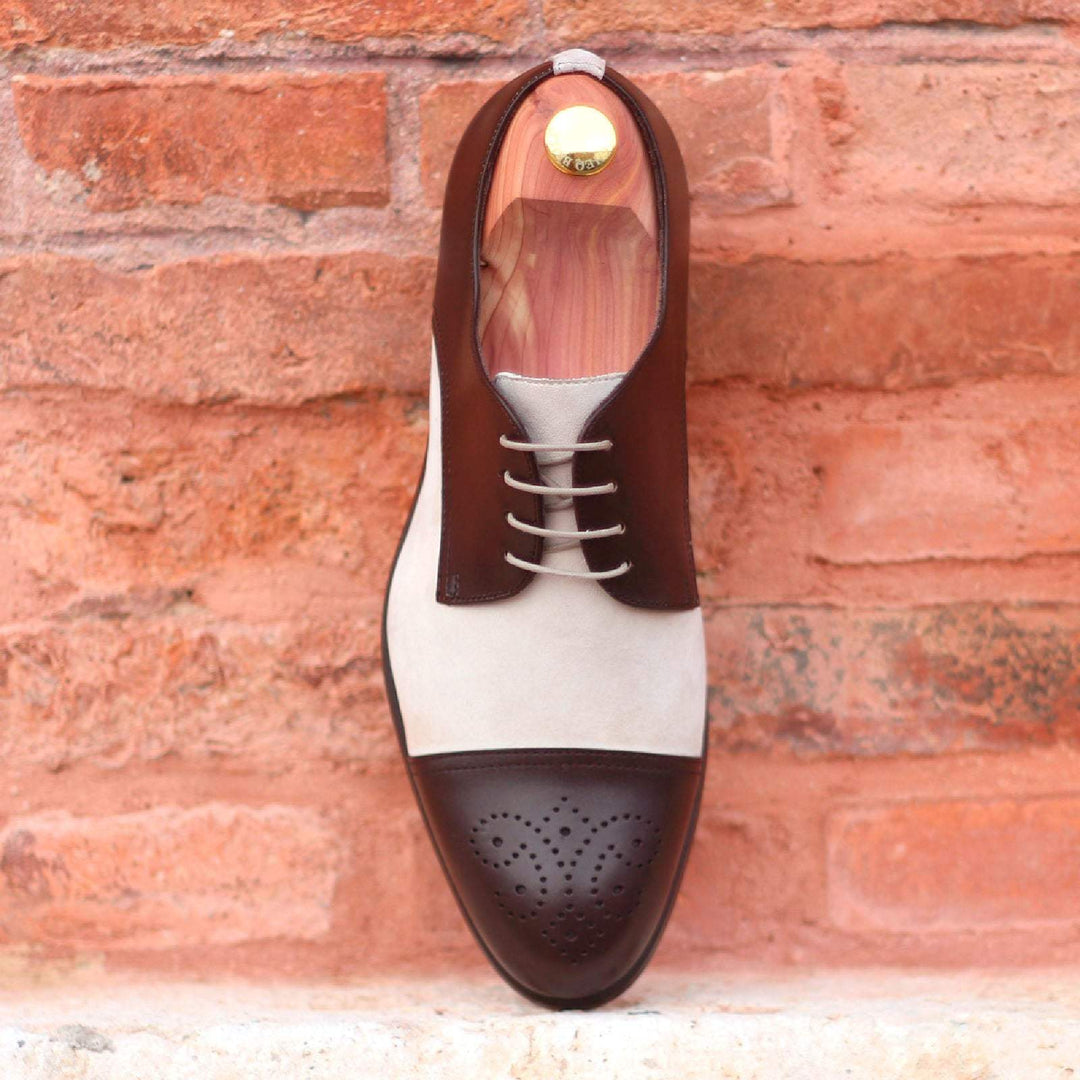 Men's Derby Shoes Leather Dark Brown White 1770 1- MERRIMIUM--GID-1368-1770