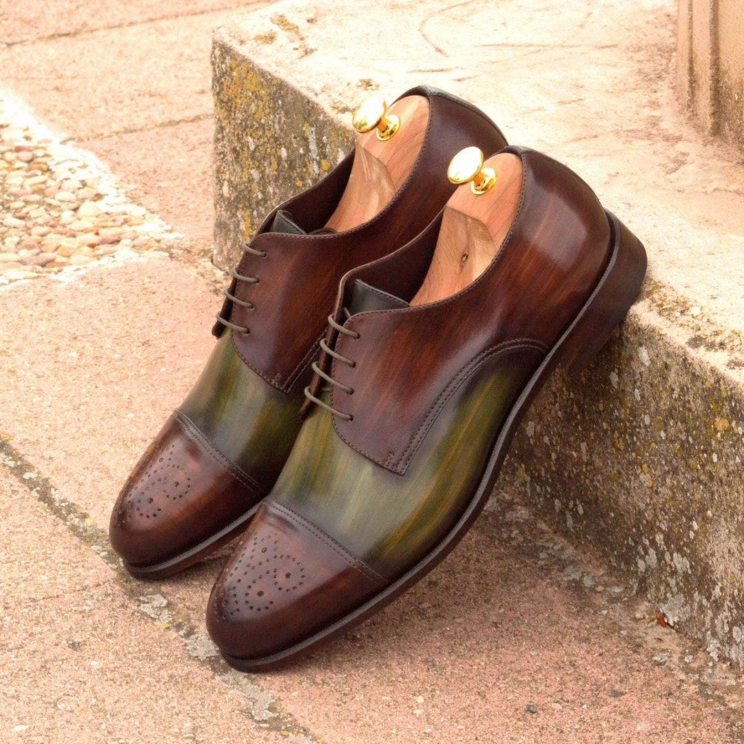 Men's Derby Shoes Patina Leather Brown Green 2820 1- MERRIMIUM--GID-1561-2820