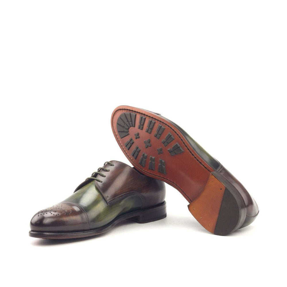 Men's Derby Shoes Patina Leather Brown Green 2820 2- MERRIMIUM