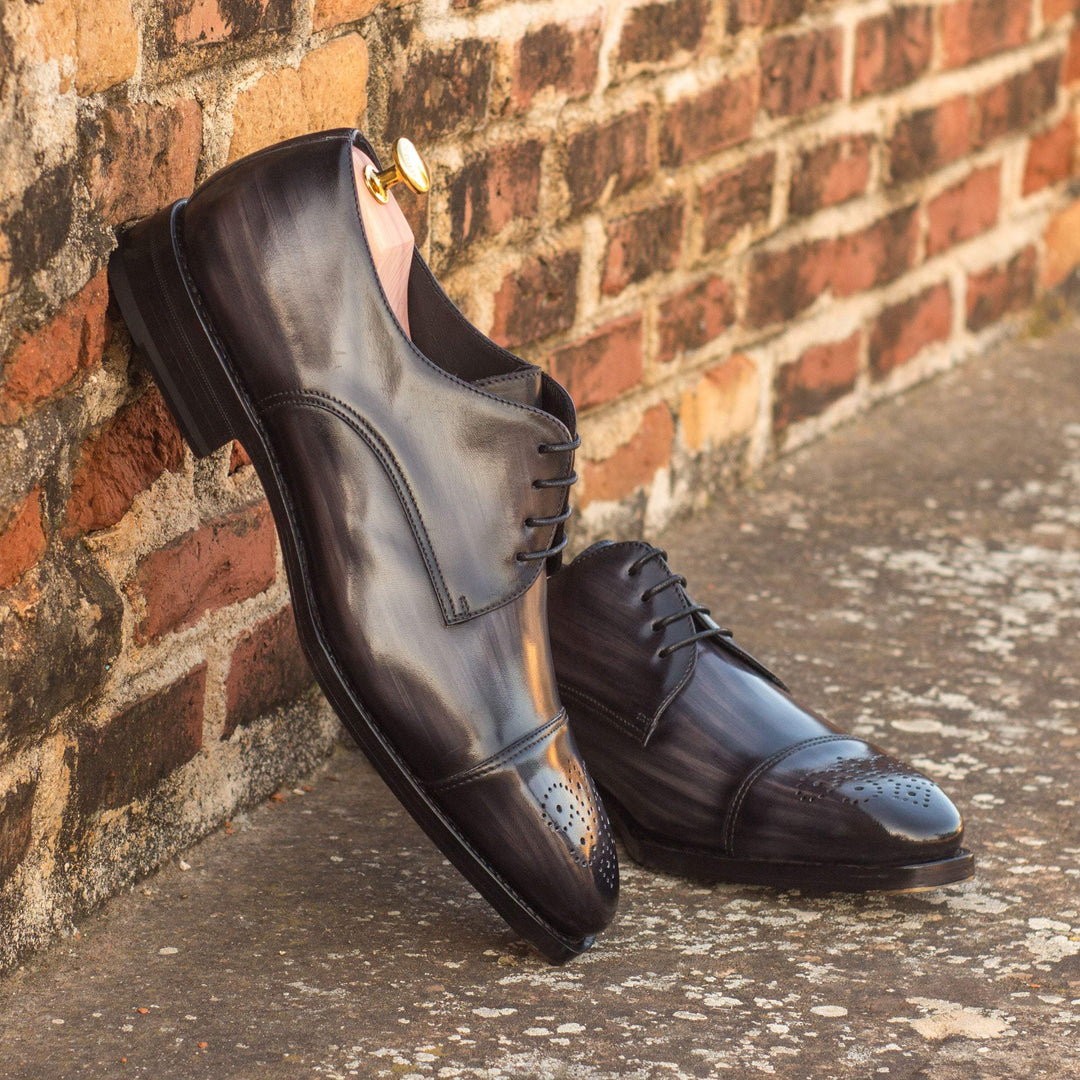 Men's Derby Shoes Patina Leather Goodyear Welt Grey 3718 1- MERRIMIUM--GID-2638-3718