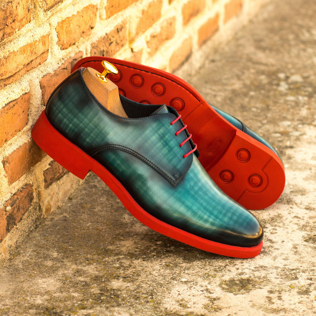 Men's Derby Shoes Patina Leather Red Blue 4352 1- MERRIMIUM--GID-1561-4352