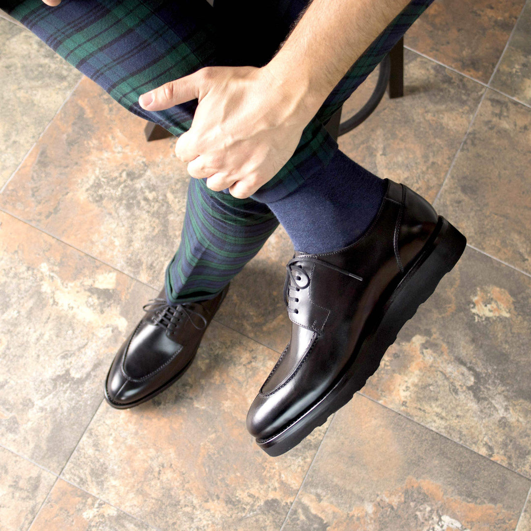 Men's Derby Split Toe Shoes Leather Goodyear Welt Black 5390 5- MERRIMIUM
