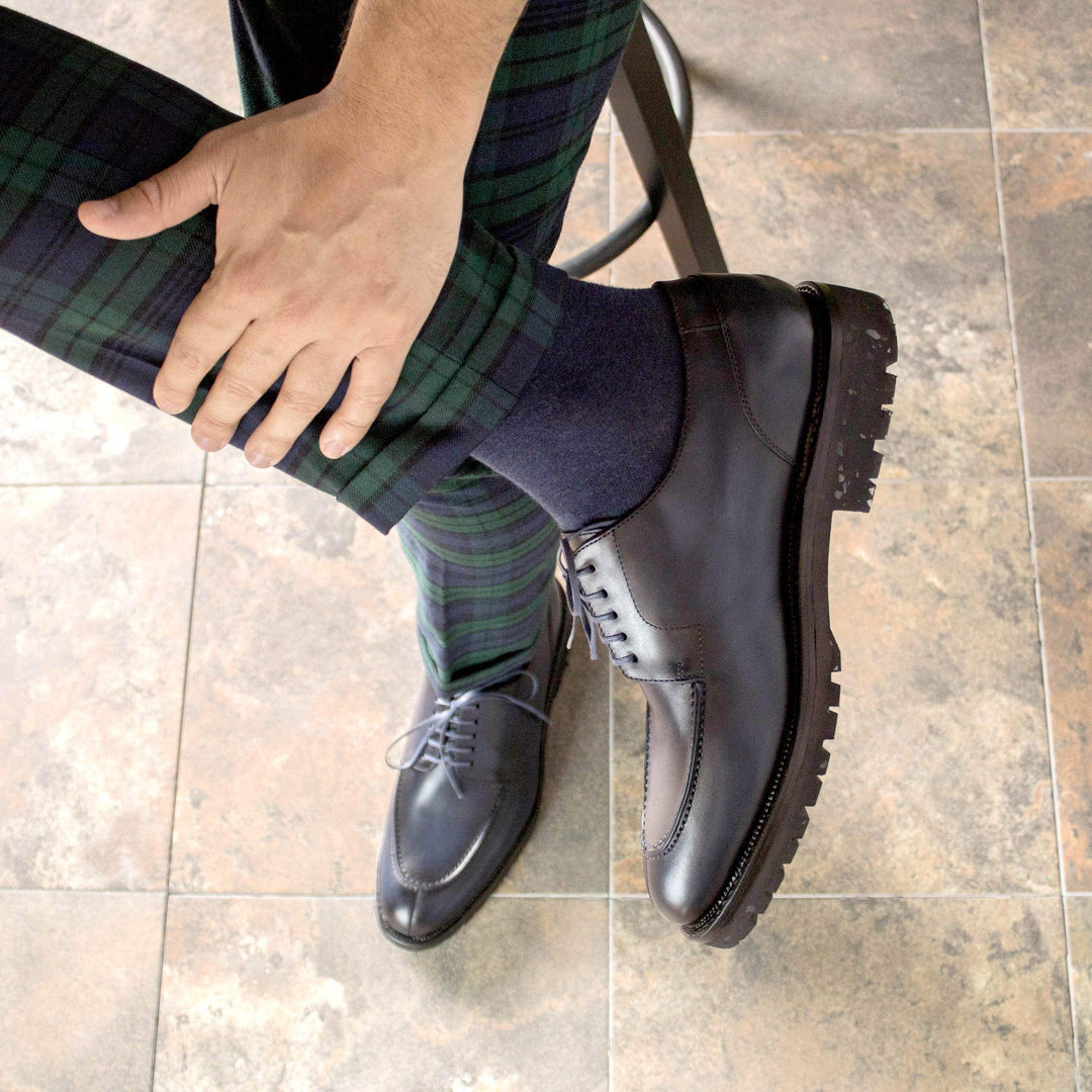 Men's Derby Split Toe Shoes Leather Goodyear Welt Blue 5406 1- MERRIMIUM--GID-4558-5406