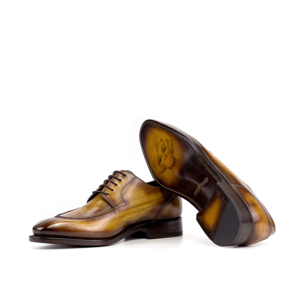 Men's Derby Split Toe Shoes Patina Leather Goodyear Welt Brown 5699 2- MERRIMIUM