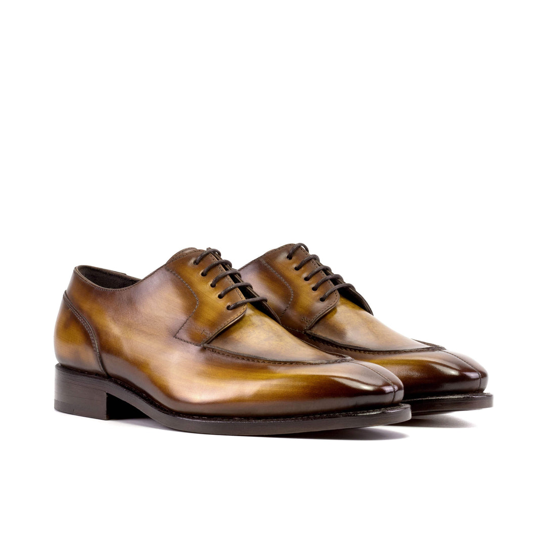Men's Derby Split Toe Shoes Patina Leather Goodyear Welt Brown 5699 3- MERRIMIUM