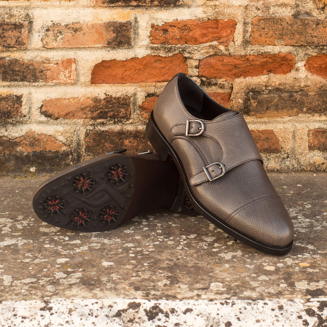 Men's Double Monk Golf Shoes Leather Grey 3746 1- MERRIMIUM--GID-1418-3746