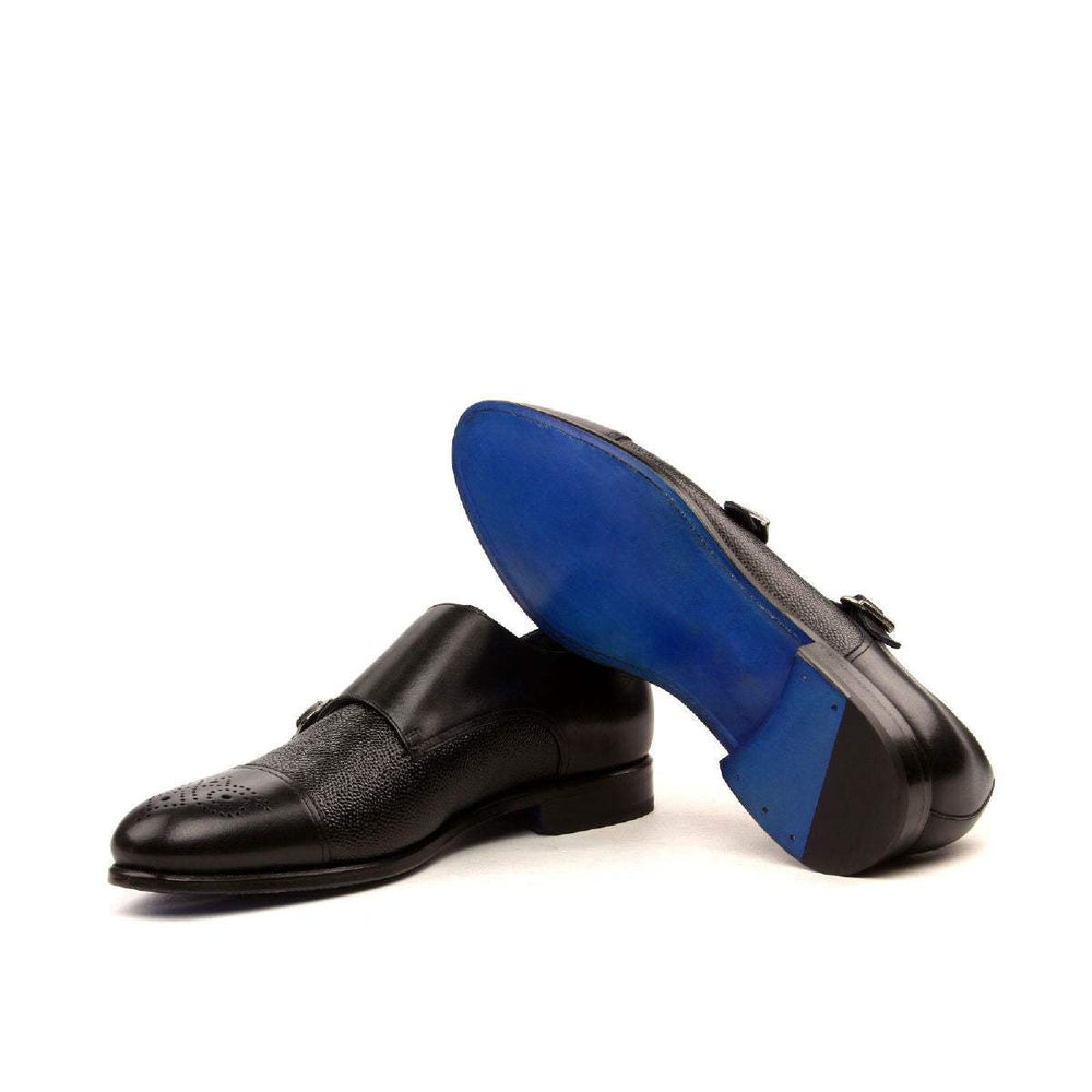 Men's Double Monk Shoes Leather Black 2438 2- MERRIMIUM