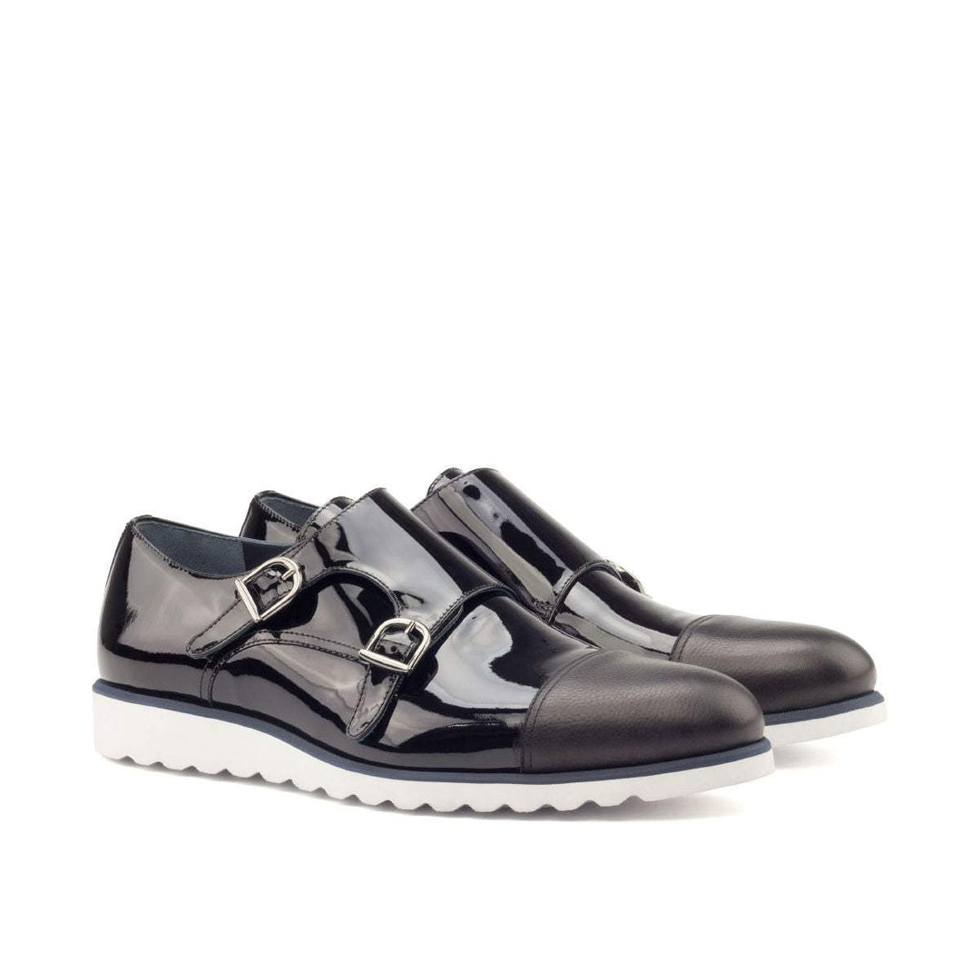 Men's Double Monk Shoes Leather Black 2673 3- MERRIMIUM