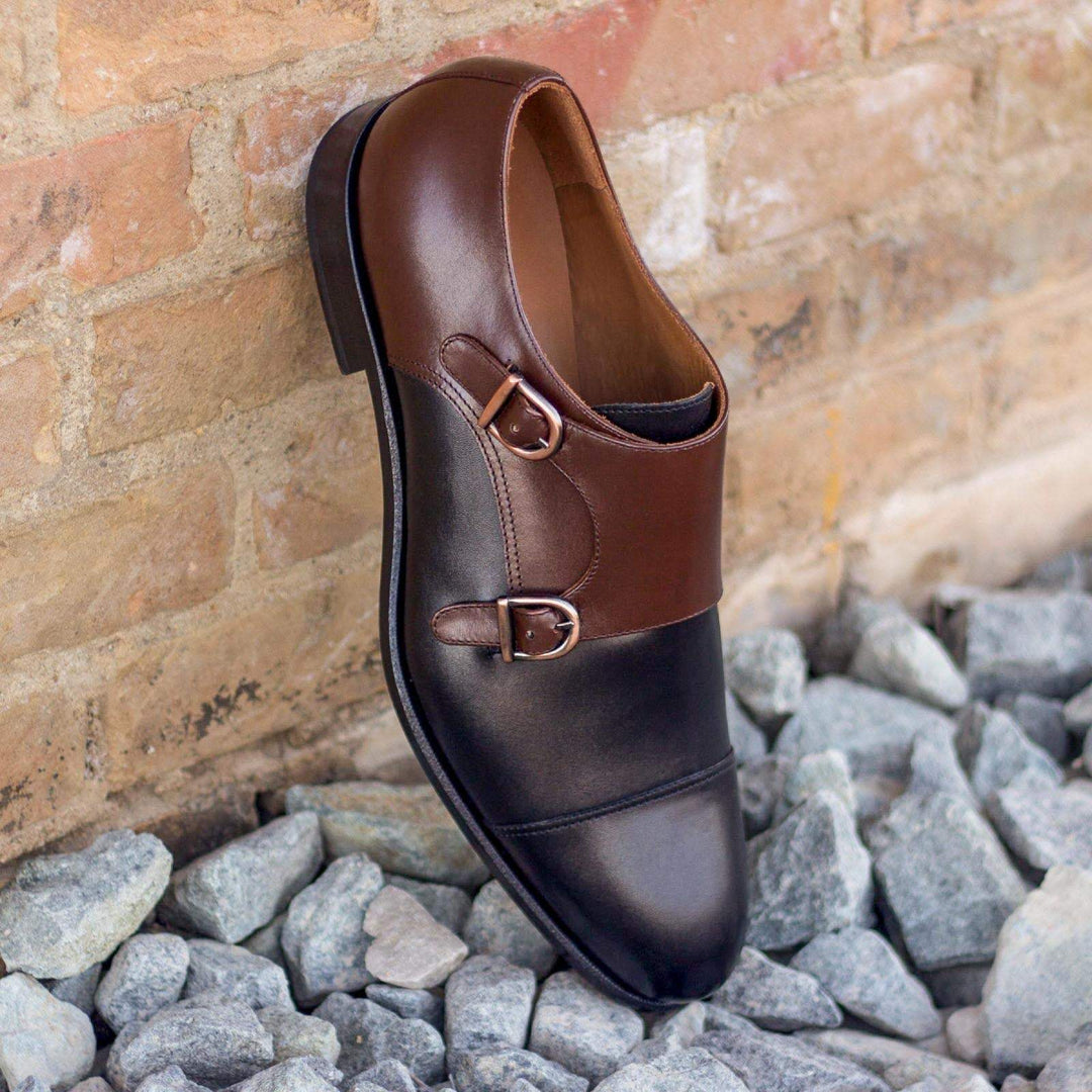 Men's Double Monk Shoes Leather Black Brown 2030 1- MERRIMIUM--GID-1365-2030