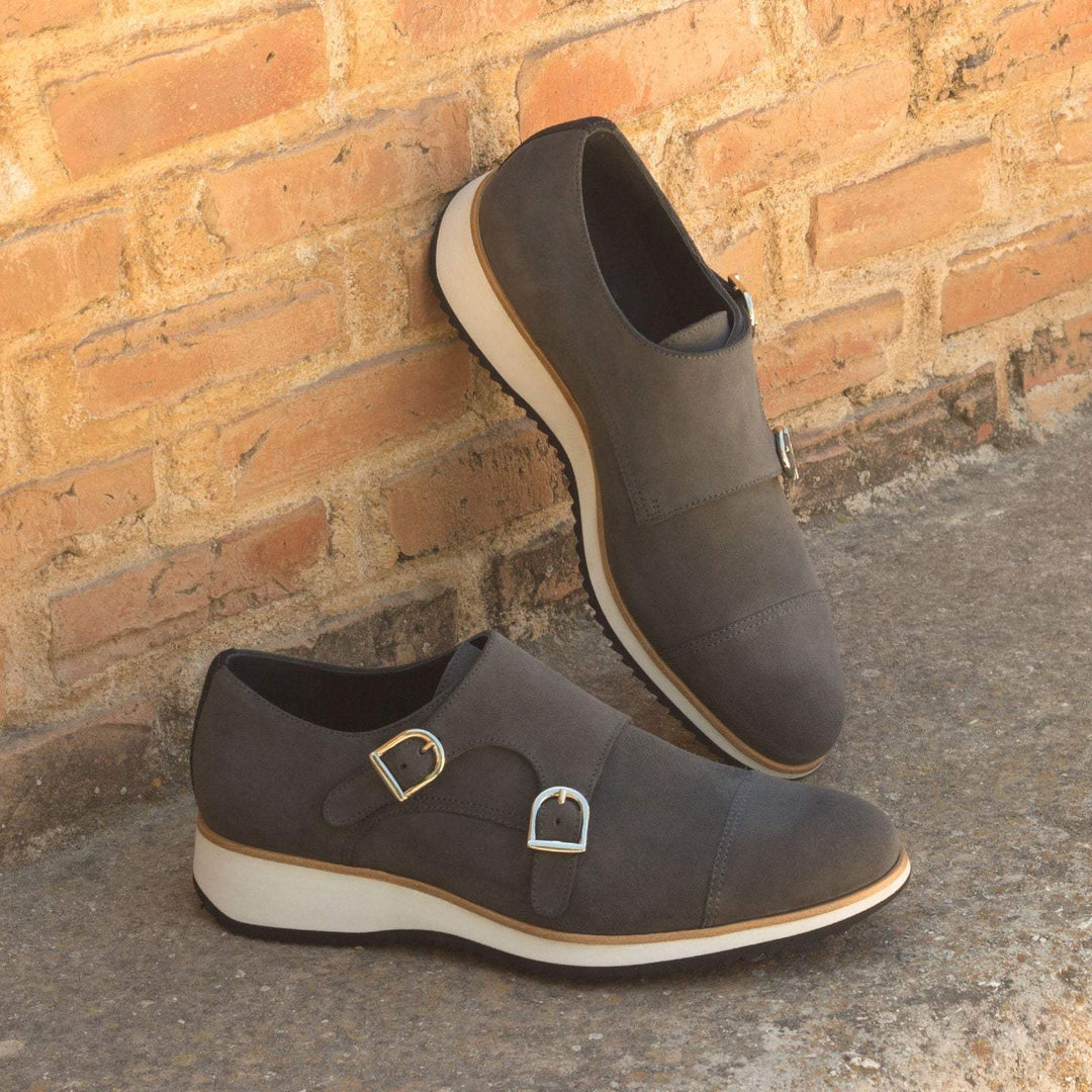 Men's Double Monk Shoes Leather Black Grey 2913 1- MERRIMIUM--GID-1365-2913
