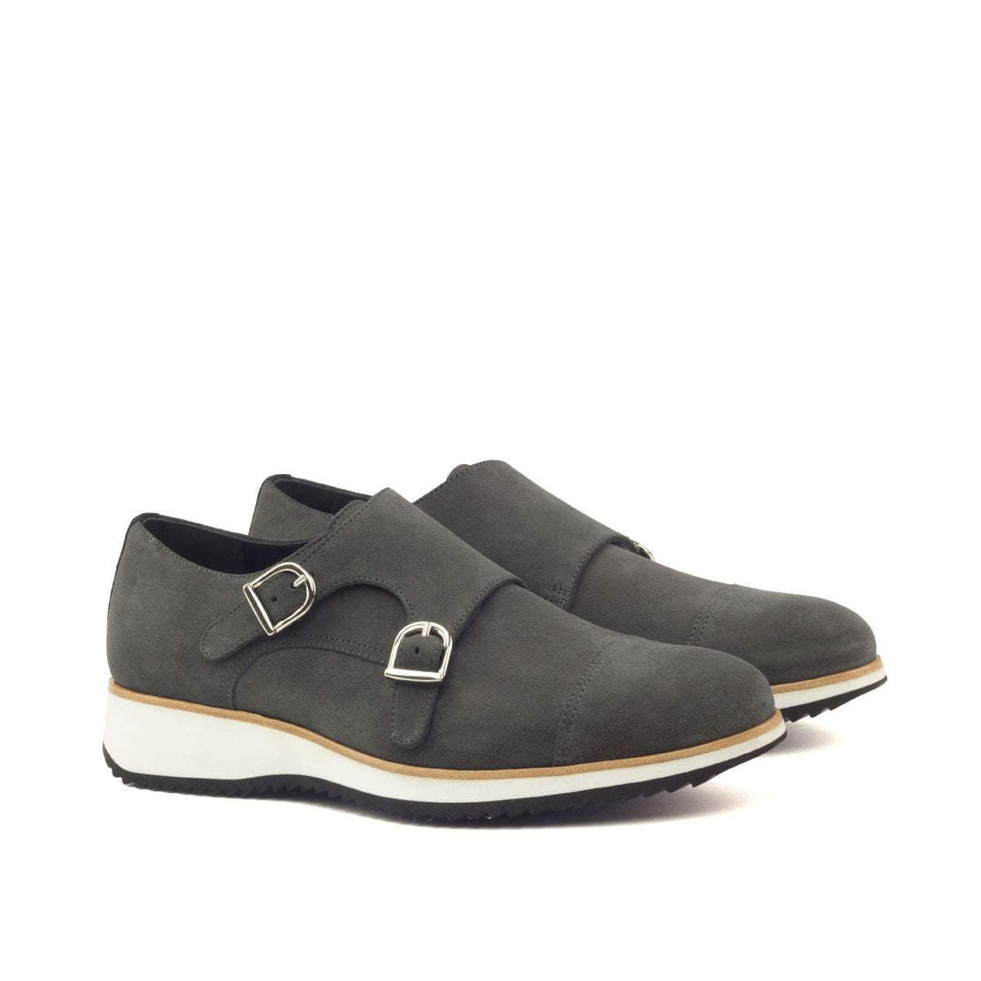 Men's Double Monk Shoes Leather Black Grey 2913 3- MERRIMIUM
