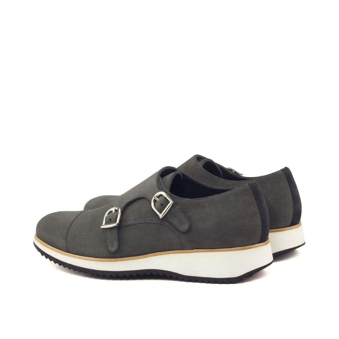 Men's Double Monk Shoes Leather Black Grey 2913 4- MERRIMIUM