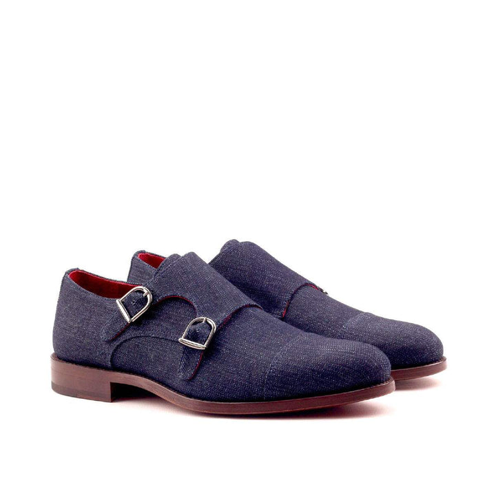 Men's Double Monk Shoes Leather Blue 2549 3- MERRIMIUM