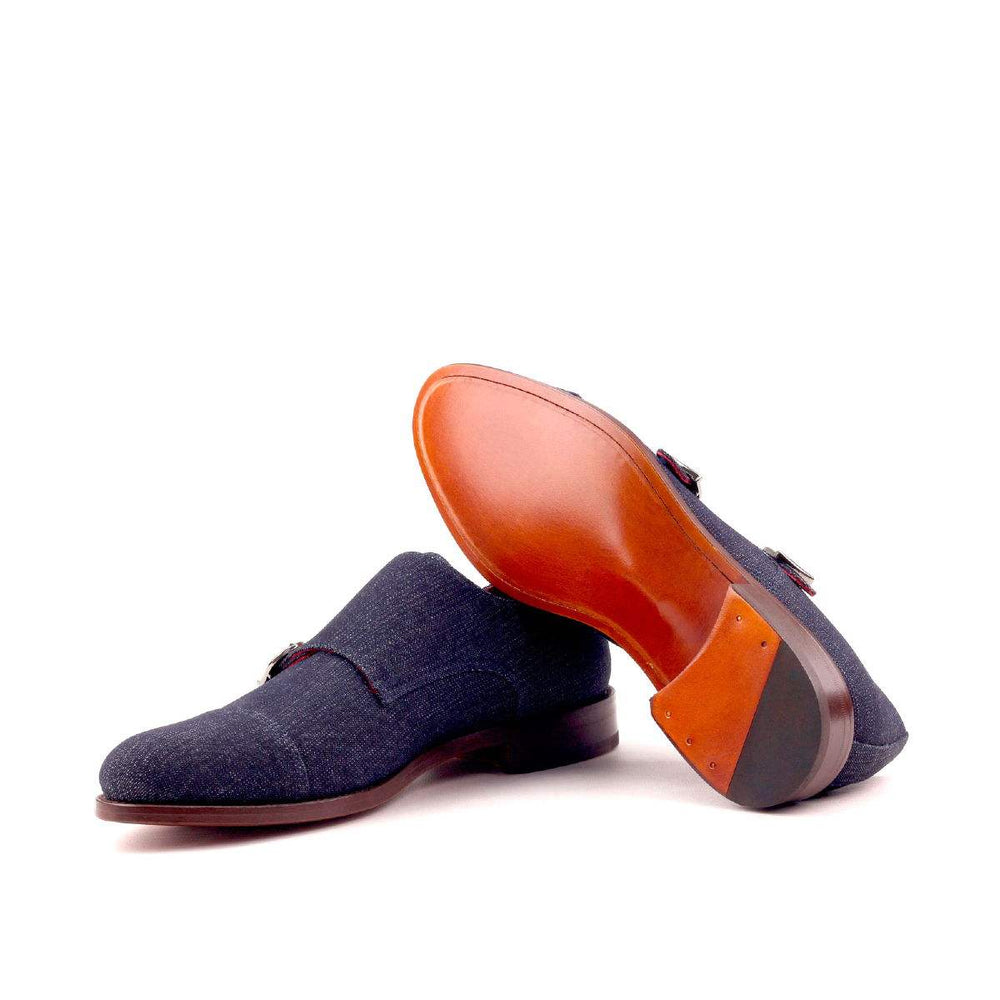 Men's Double Monk Shoes Leather Blue 2549 2- MERRIMIUM