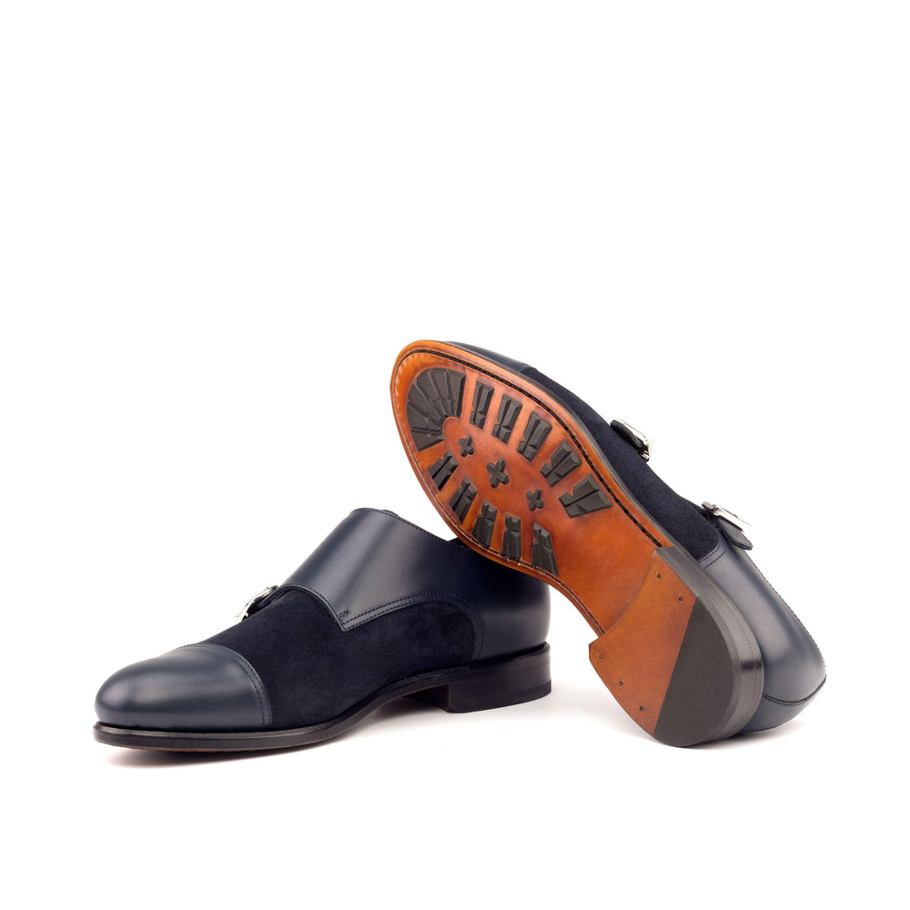 Men's Double Monk Shoes Leather Blue 3878 2- MERRIMIUM