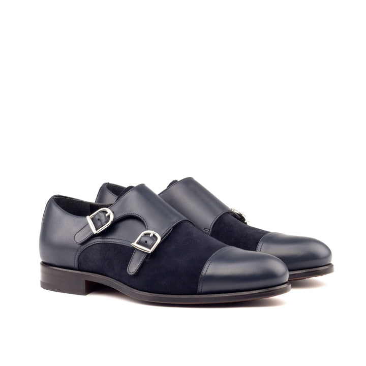 Men's Double Monk Shoes Leather Blue 3878 3- MERRIMIUM