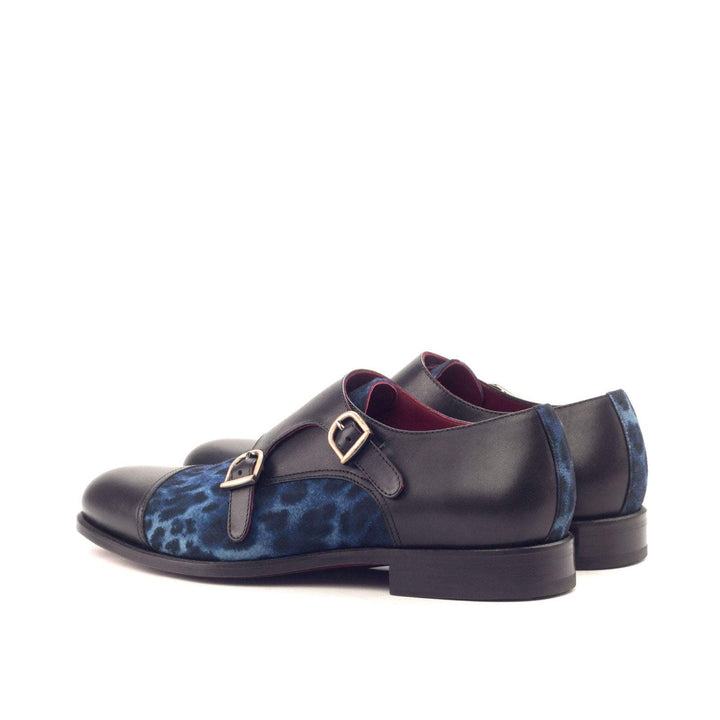 Men's Double Monk Shoes Leather Blue Black 3007 4- MERRIMIUM