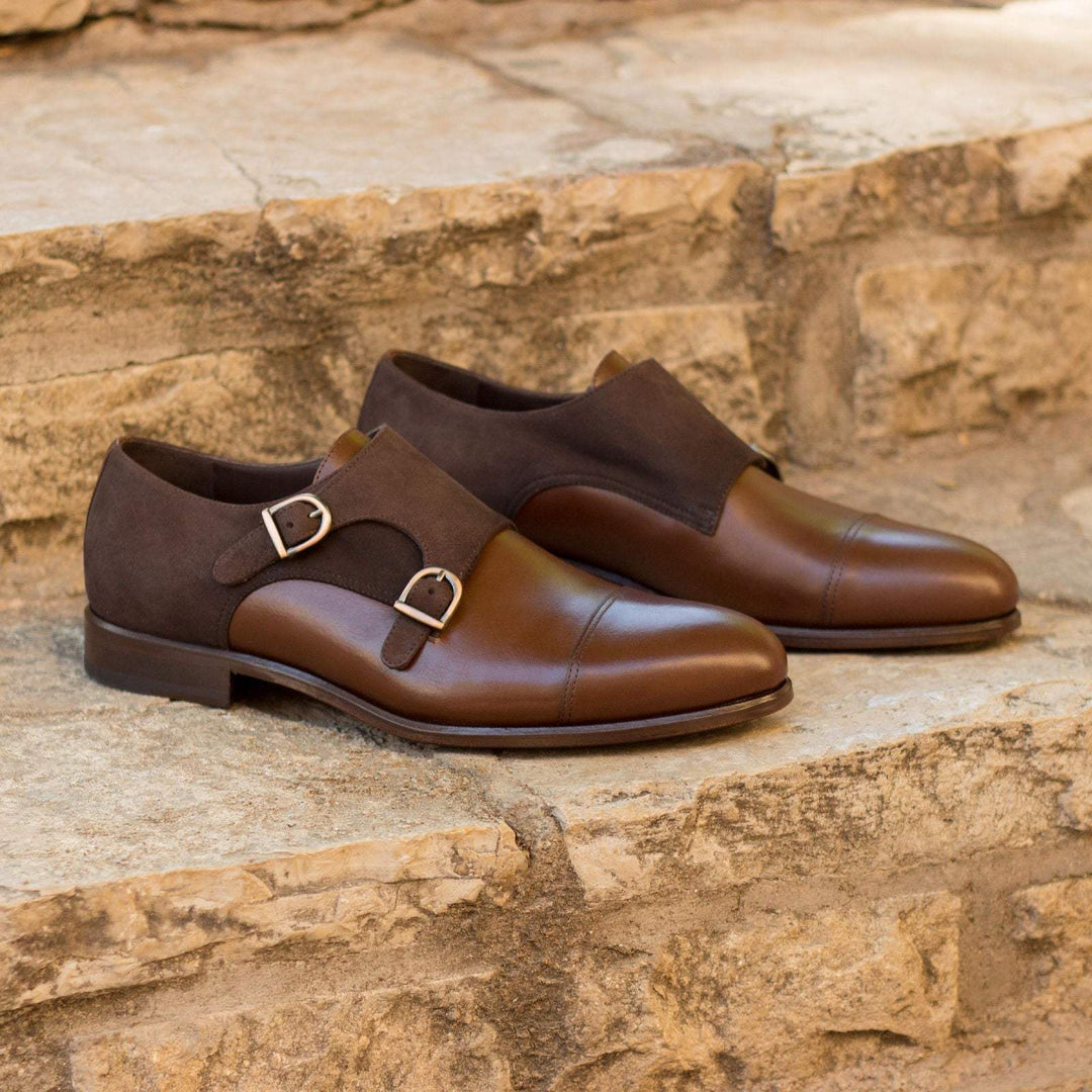 Men's Double Monk Shoes Leather Brown 2094 1- MERRIMIUM--GID-1365-2094