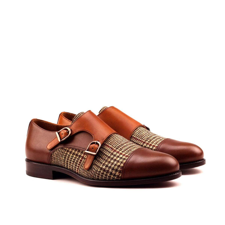 Men's Double Monk Shoes Leather Brown 2533 3- MERRIMIUM