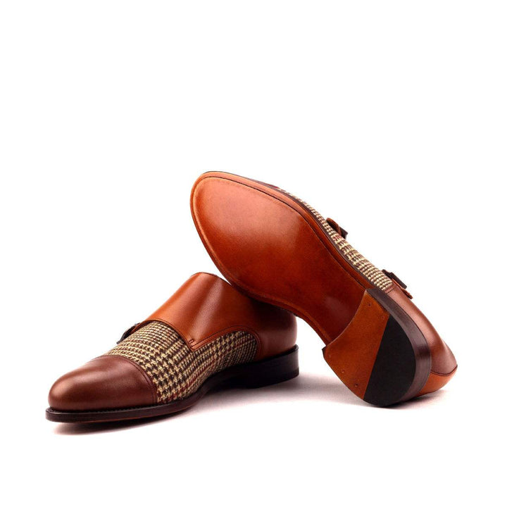 Men's Double Monk Shoes Leather Brown 2533 2- MERRIMIUM