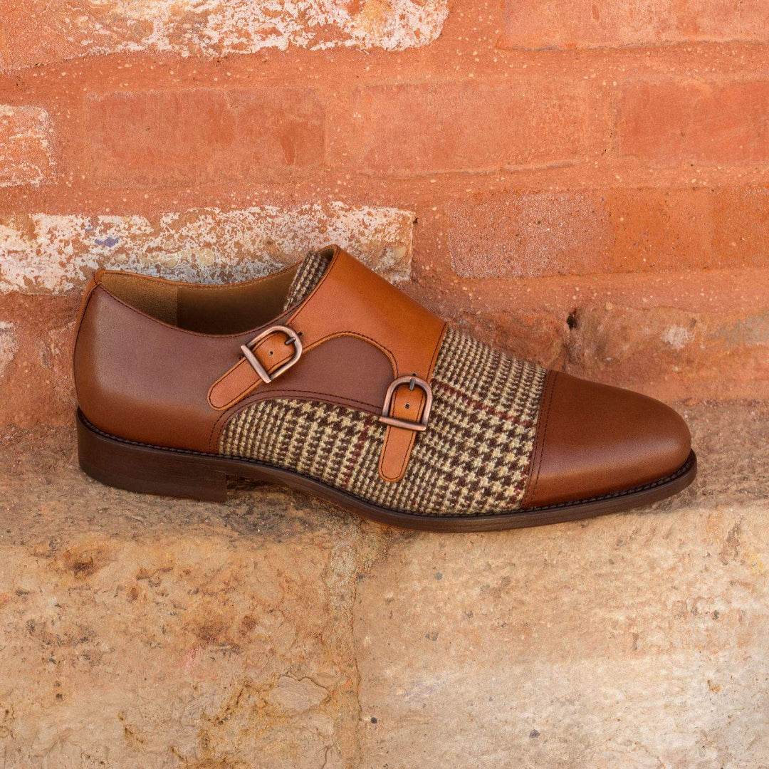 Men's Double Monk Shoes Leather Brown 2533 1- MERRIMIUM--GID-1365-2533