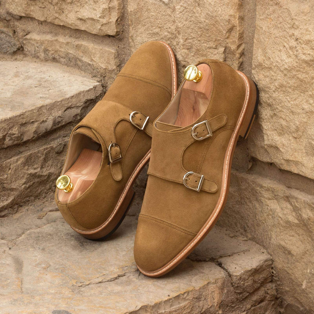 Men's Double Monk Shoes Leather Brown 2638 1- MERRIMIUM--GID-1365-2638