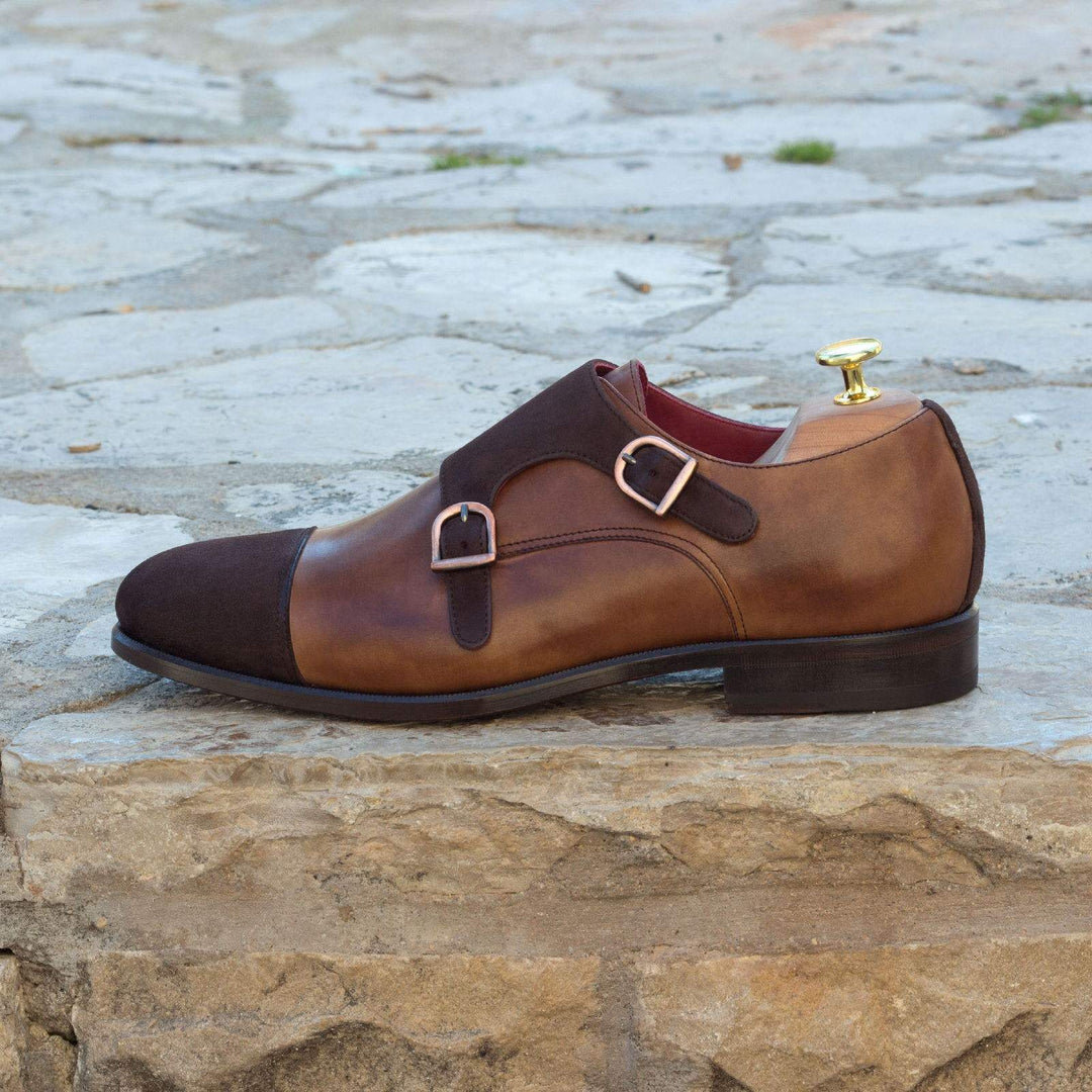 Men's Double Monk Shoes Leather Brown 2720 1- MERRIMIUM--GID-1365-2720