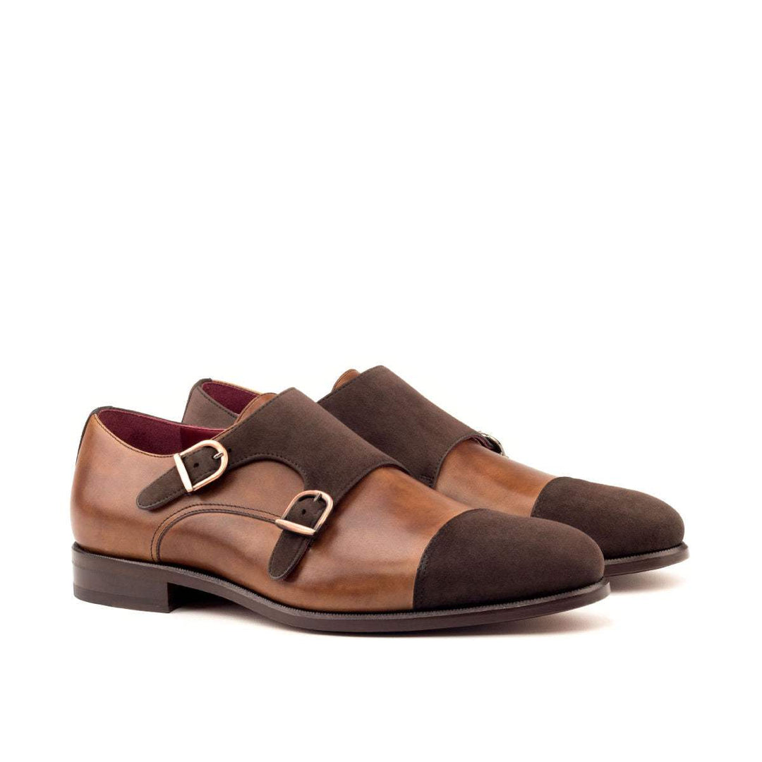 Men's Double Monk Shoes Leather Brown 2720 3- MERRIMIUM
