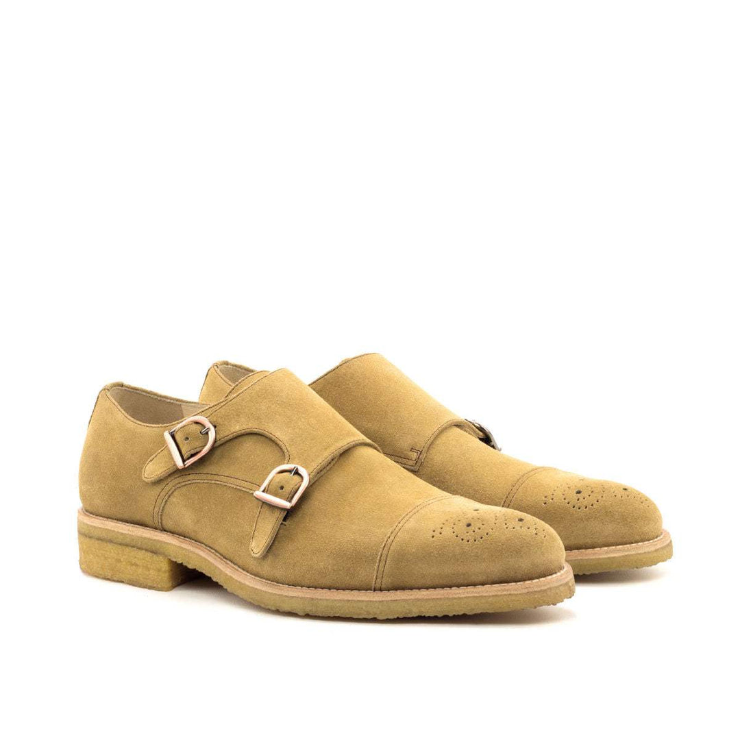 Men's Double Monk Shoes Leather Brown 2743 3- MERRIMIUM