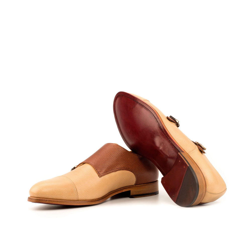 Men's Double Monk Shoes Leather Brown 3745 2- MERRIMIUM