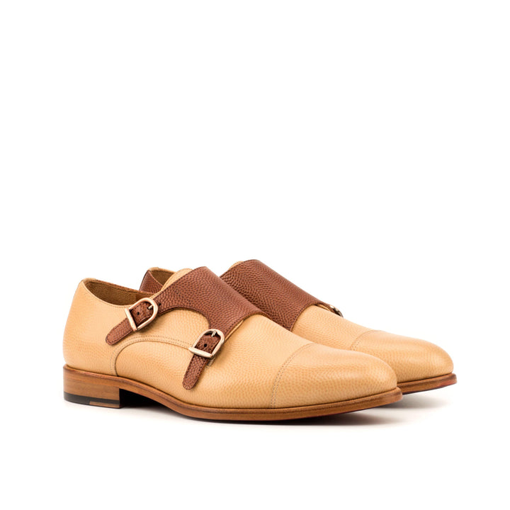 Men's Double Monk Shoes Leather Brown 3745 3- MERRIMIUM