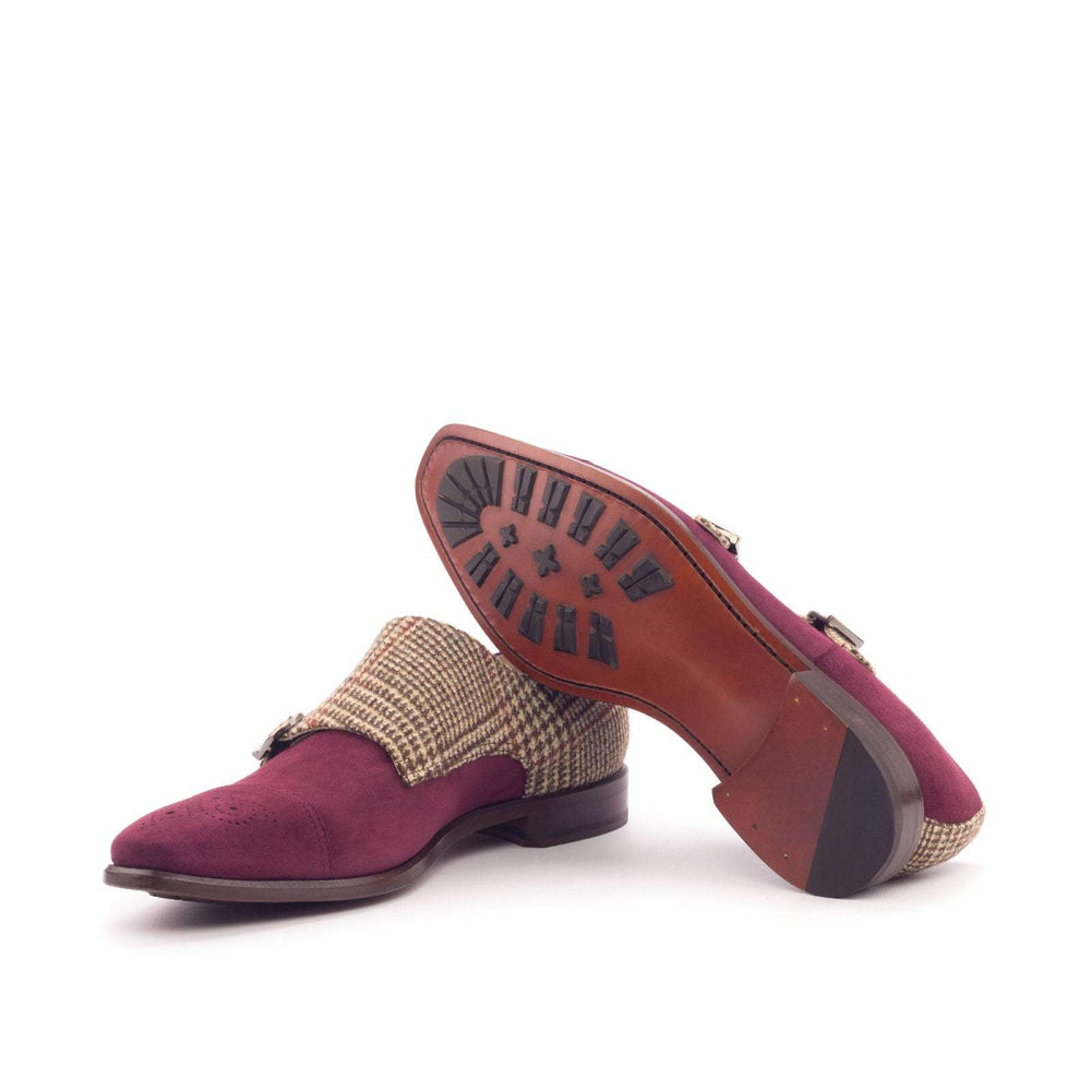 Men's Double Monk Shoes Leather Brown Burgundy 3087 2- MERRIMIUM