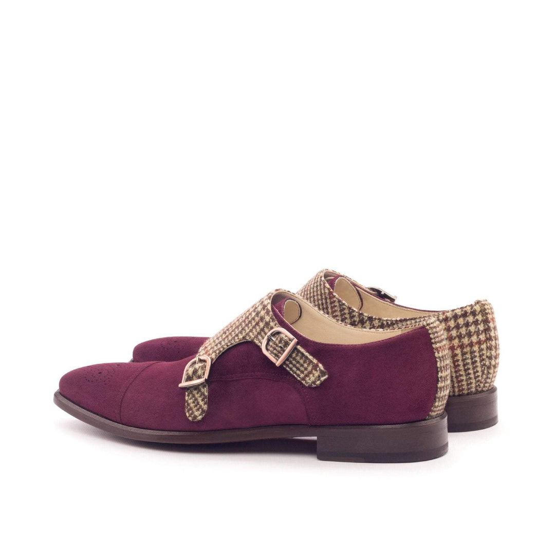 Men's Double Monk Shoes Leather Brown Burgundy 3087 4- MERRIMIUM