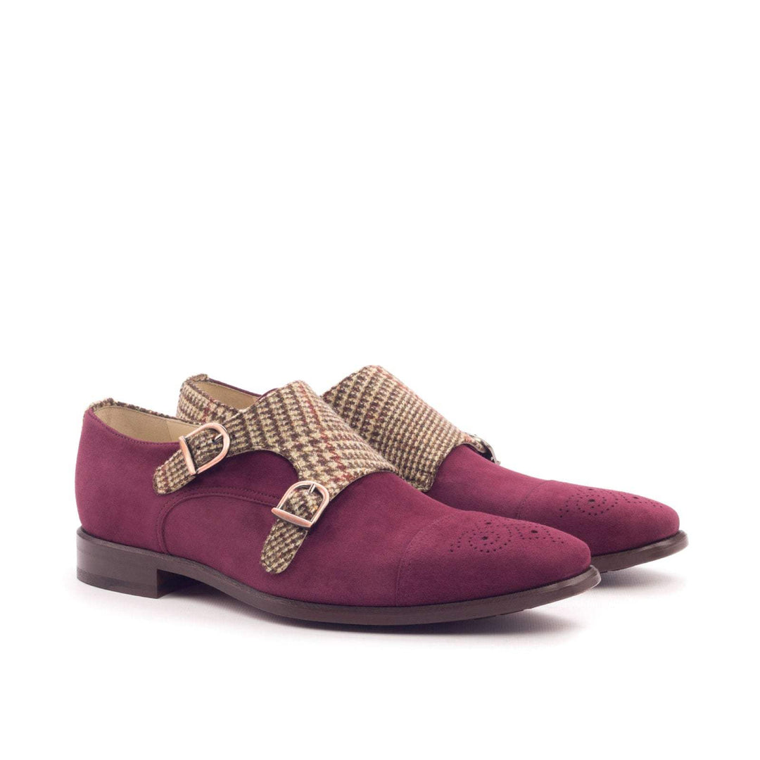 Men's Double Monk Shoes Leather Brown Burgundy 3087 3- MERRIMIUM