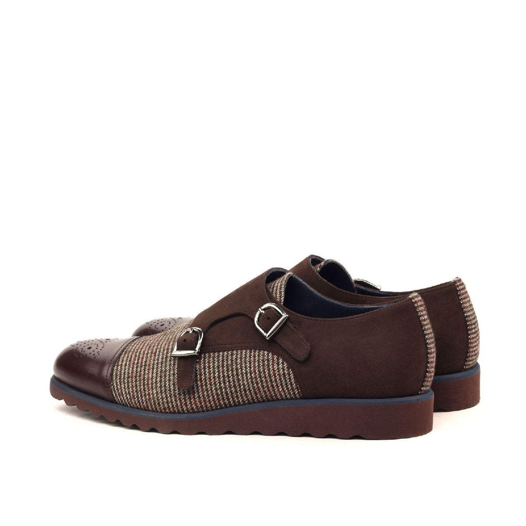 Men's Double Monk Shoes Leather Brown Dark Brown 2418 4- MERRIMIUM
