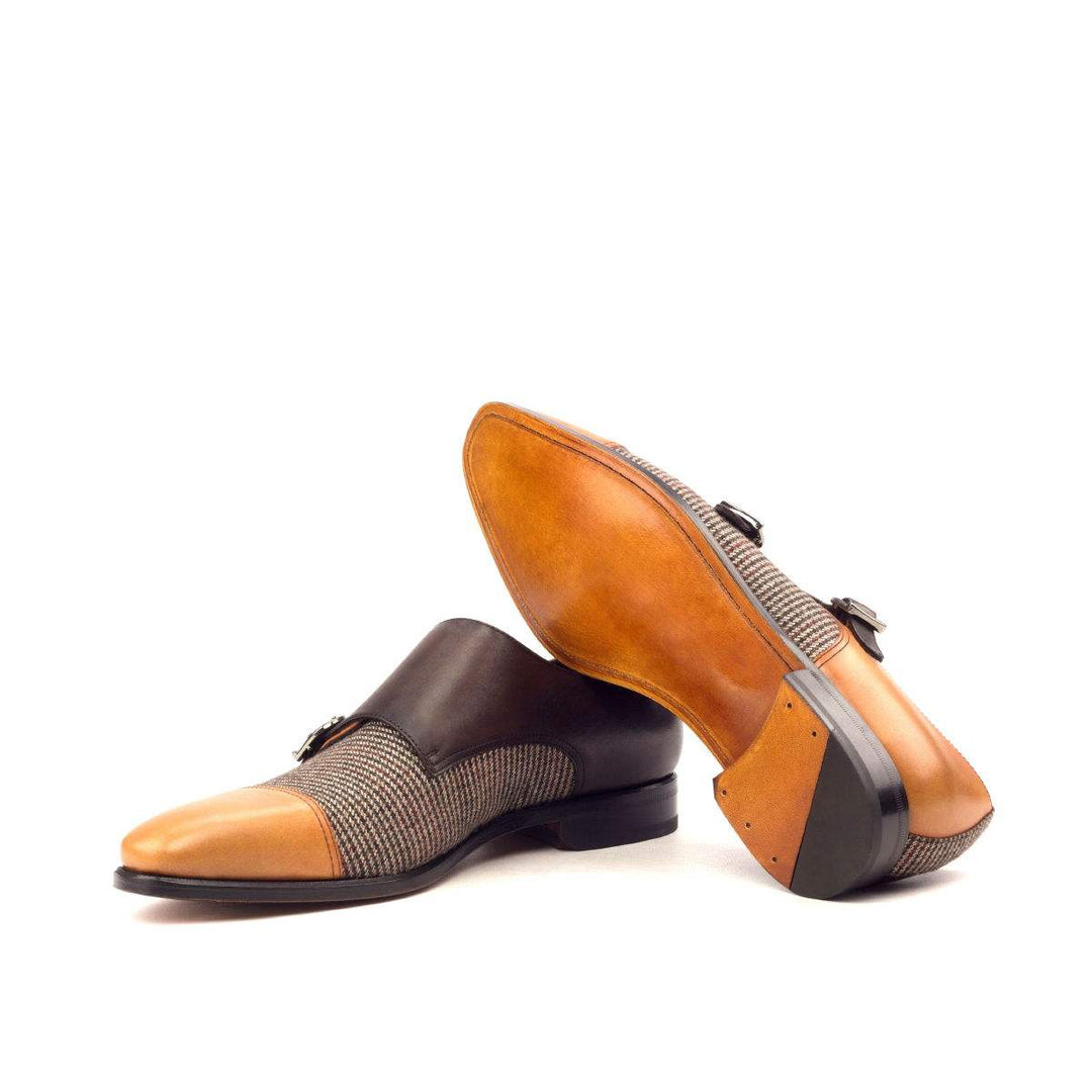 Men's Double Monk Shoes Leather Brown Dark Brown 2569 2- MERRIMIUM