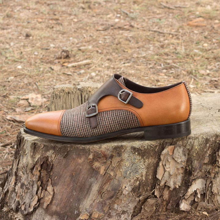 Men's Double Monk Shoes Leather Brown Dark Brown 2569 1- MERRIMIUM--GID-1363-2569