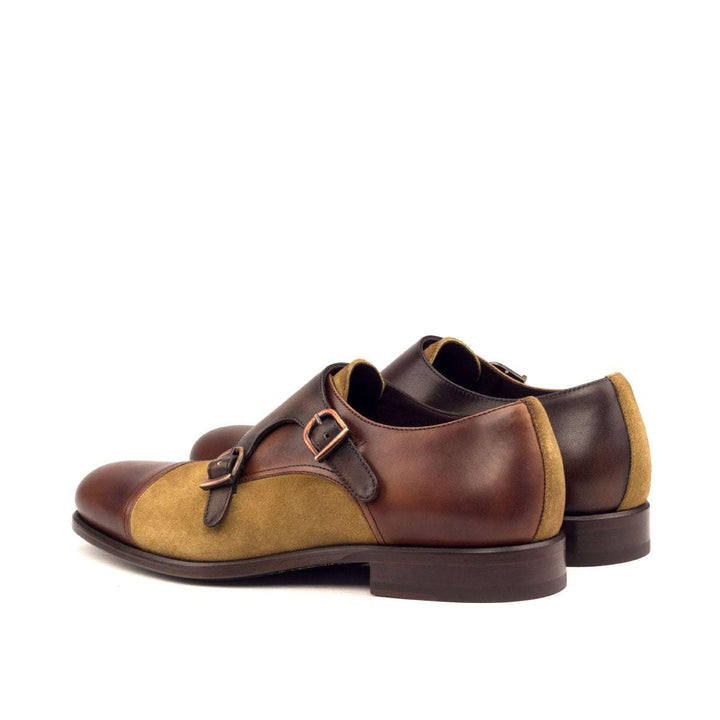 Men's Double Monk Shoes Leather Brown Dark Brown 2603 4- MERRIMIUM