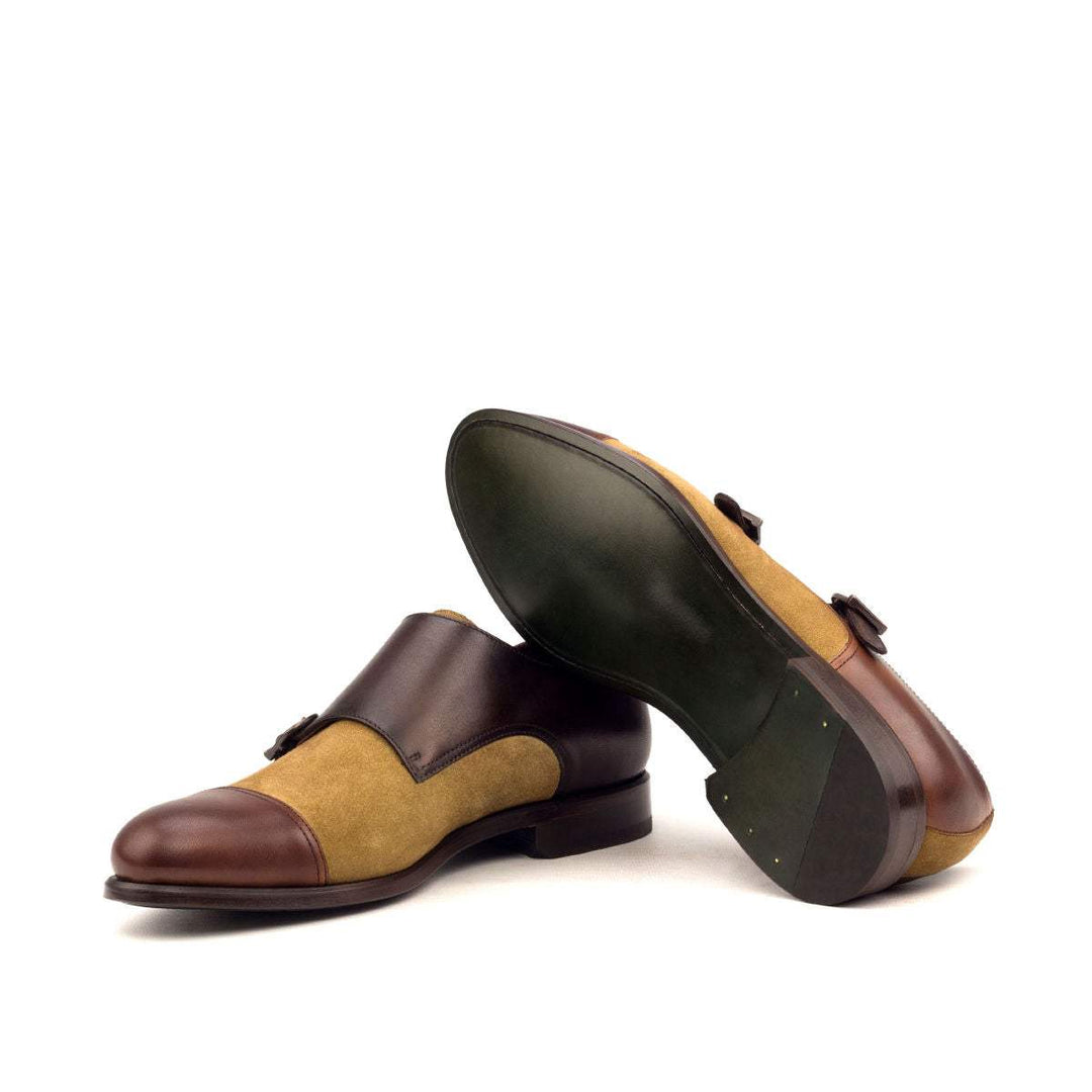 Men's Double Monk Shoes Leather Brown Dark Brown 2603 2- MERRIMIUM