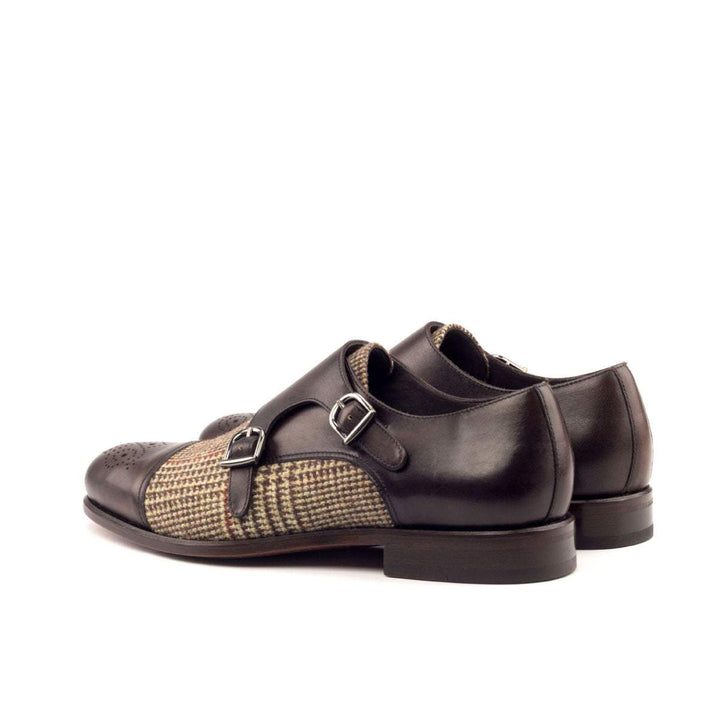 Men's Double Monk Shoes Leather Brown Dark Brown 2639 4- MERRIMIUM
