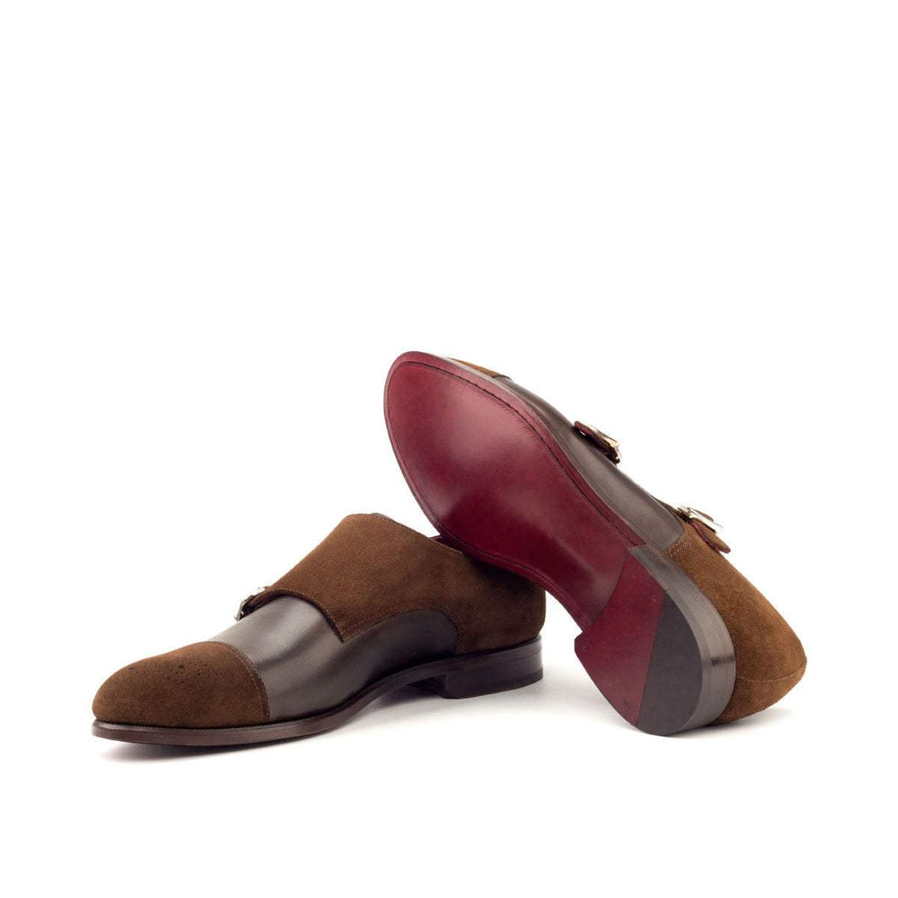 Men's Double Monk Shoes Leather Brown Dark Brown 2731 2- MERRIMIUM