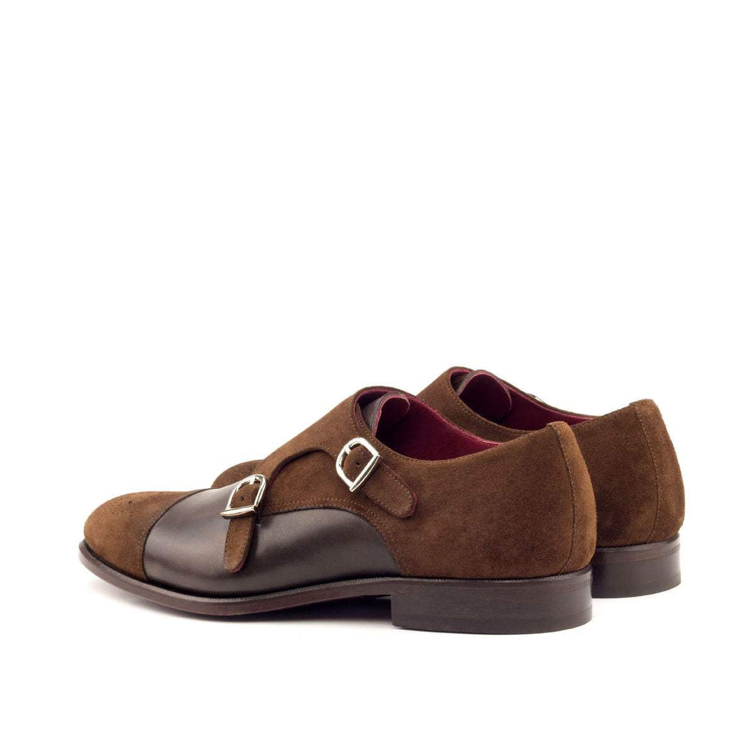 Men's Double Monk Shoes Leather Brown Dark Brown 2731 4- MERRIMIUM
