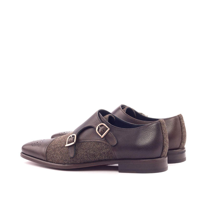 Men's Double Monk Shoes Leather Brown Dark Brown 3095 4- MERRIMIUM