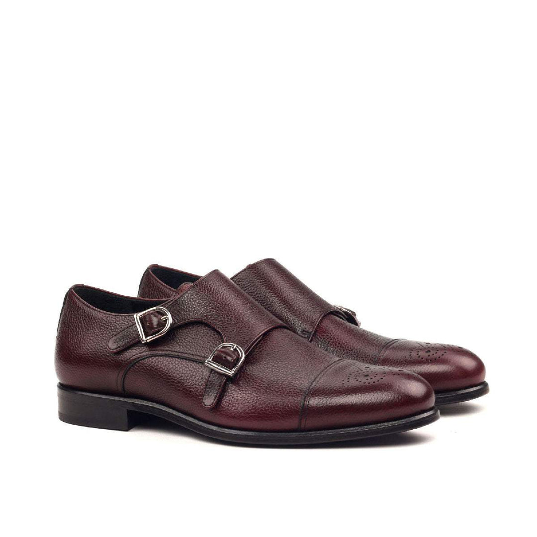 Men's Double Monk Shoes Leather Burgundy 2386 3- MERRIMIUM