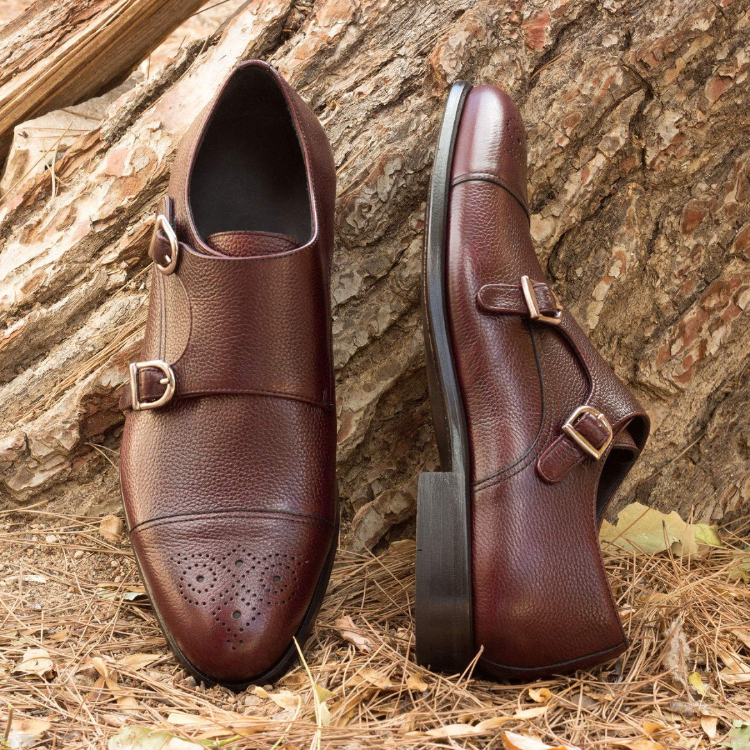 Men's Double Monk Shoes Leather Burgundy 2386 1- MERRIMIUM--GID-1365-2386