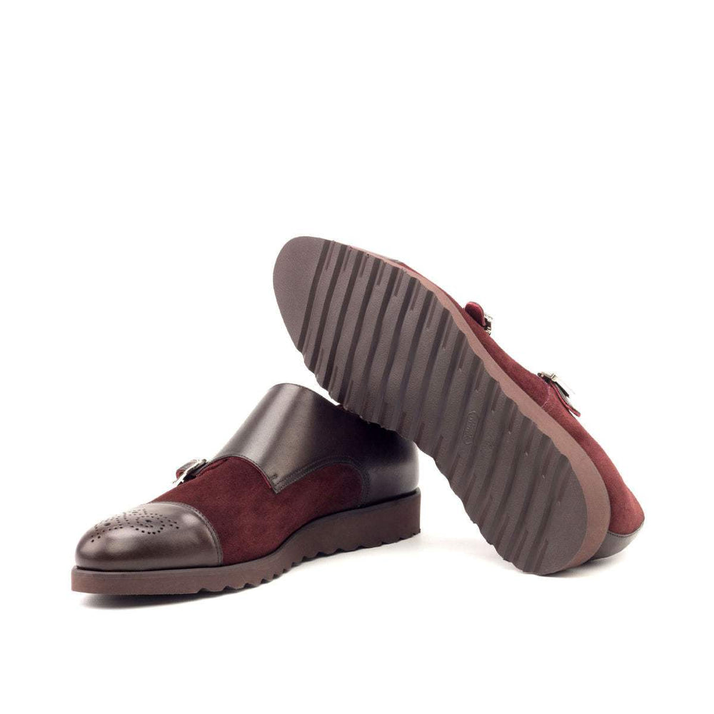 Men's Double Monk Shoes Leather Burgundy Dark Brown 2681 2- MERRIMIUM